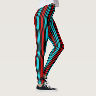 Black Red Blue Stripes Pattern   Leggings
