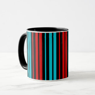 Black Red Blue Stripes Pattern Mug