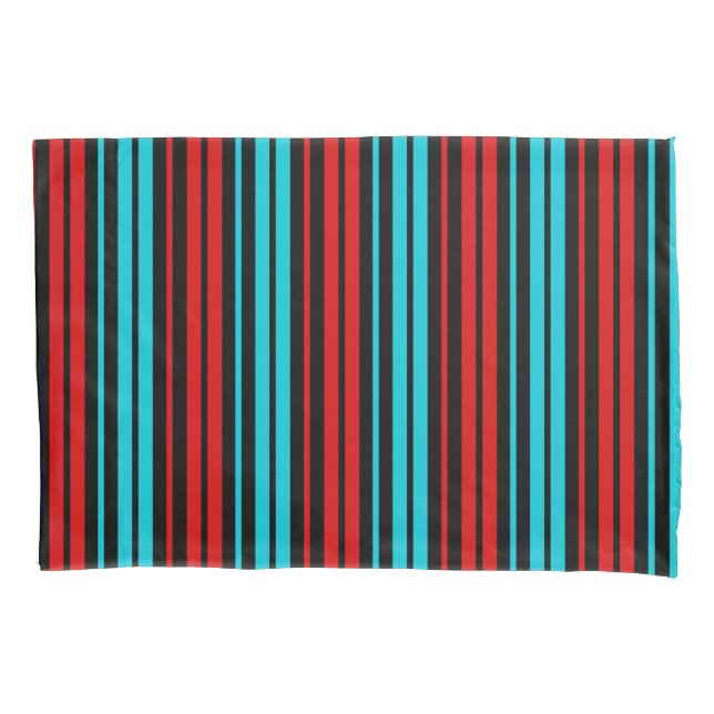 Black Red Blue Stripes Pattern   Pillow Case (Front)