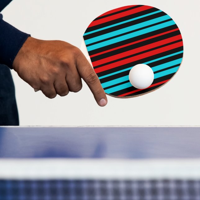 Black Red Blue Stripes Pattern   Ping Pong Paddle (Insitu)