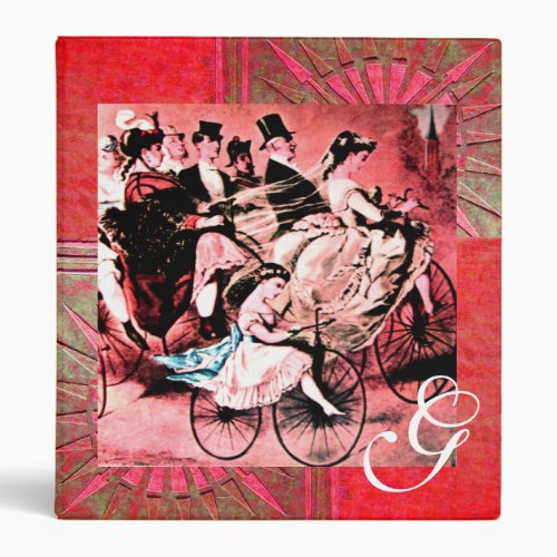 BLACK RED BLUE WHITE BICYCLE WEDDING  MONOGRAM BINDER