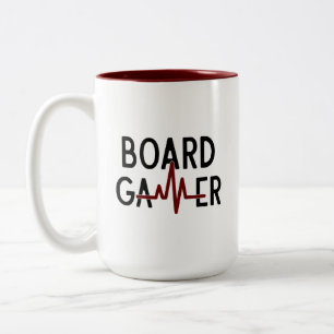 Black Red Board Gamer Heartbeat Two-Tone Coffee Mug