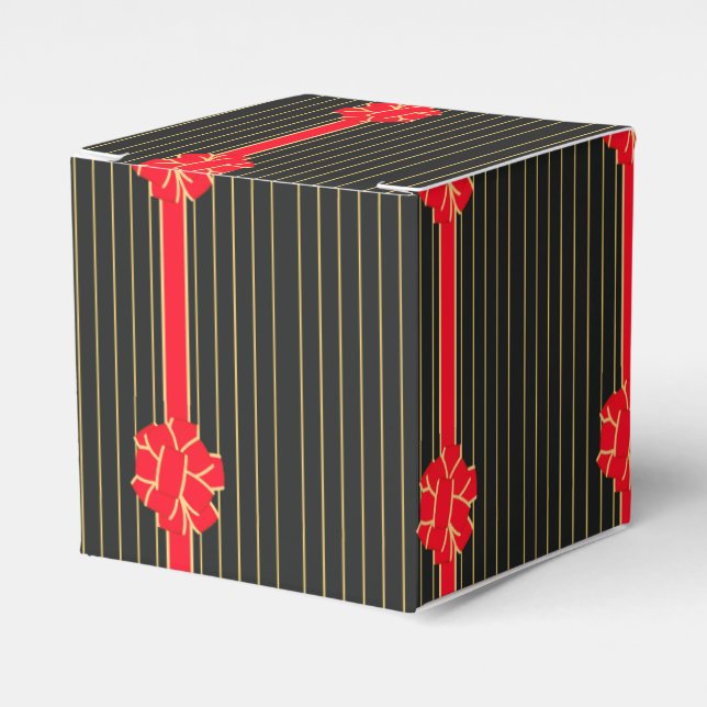 Black & Red Bow Favor Boxes (Front Side)