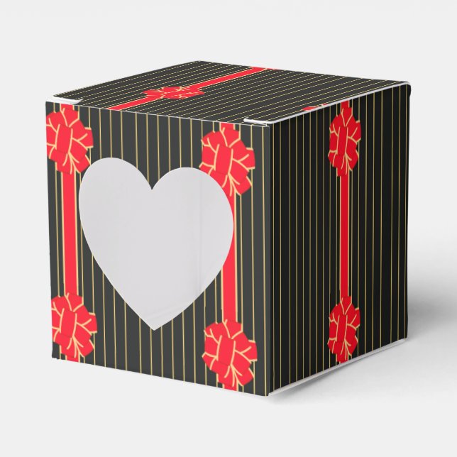 Black & Red Bow Favor Boxes (Front Side)