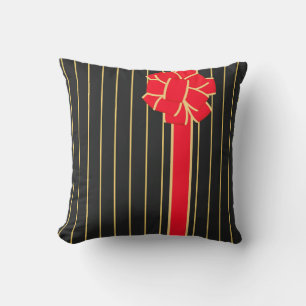 Black & Red Bow Throw Pillow
