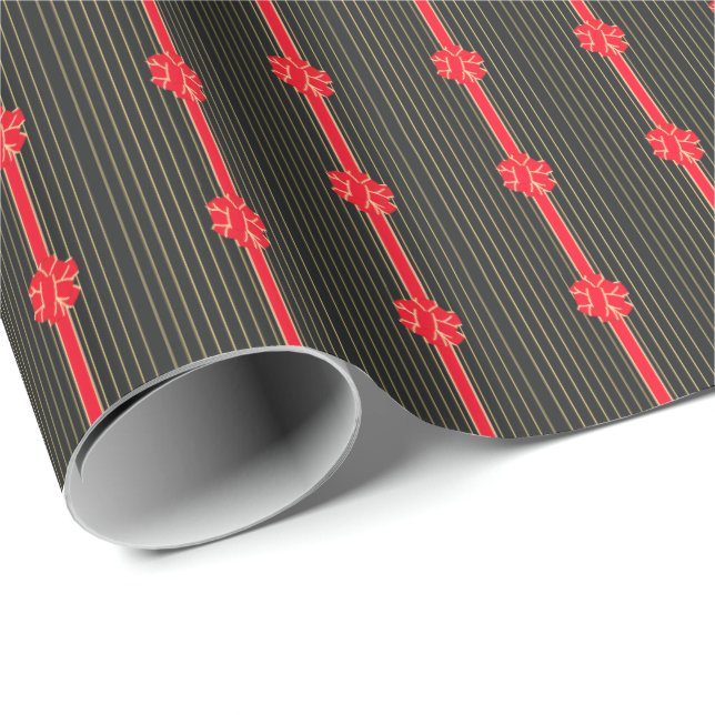 Black & Red Bow Wrapping Paper (Roll Corner)