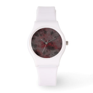 Black Red Bubble Sporty White Watch