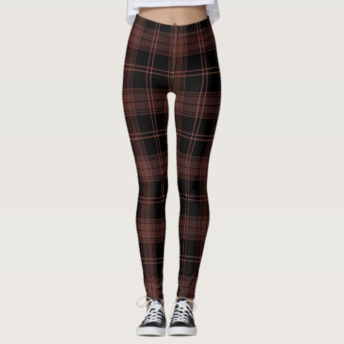 Black Red Buccaneer Colors Tartan Plaid Pattern Leggings