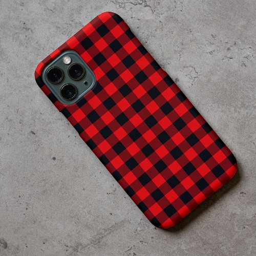 Black Red Buffalo Lumberjack Plaid Check Pattern iPhone 11 Pro Case