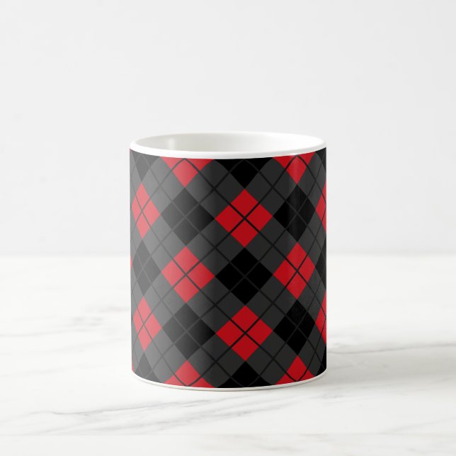 Black Red Buffalo Plaid Check Coffee Mug (Center)