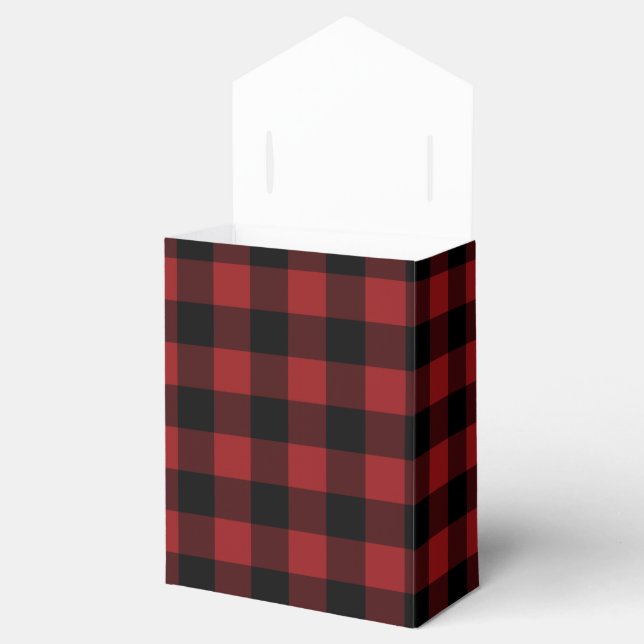 Black Red Buffalo Plaid Check Favor Box (Opened)