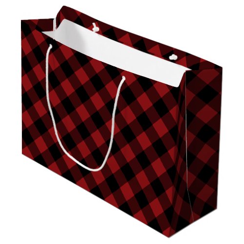 Black Red Buffalo Plaid Check Gift Bag