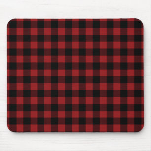 Black Red Buffalo Plaid Check Mouse Pad Gift