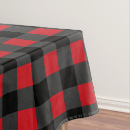 Black Red Buffalo Plaid Check Tablecloth