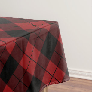Black Red Buffalo Plaid Check Tablecloth