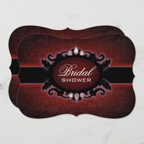 Black Red burgundy Gothic Bridal Shower Invitation