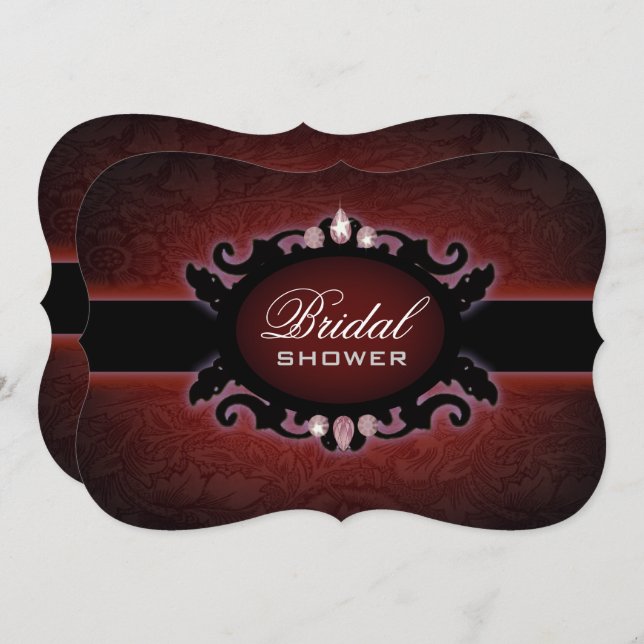 Black Red burgundy Gothic Bridal Shower Invitation (Front/Back)