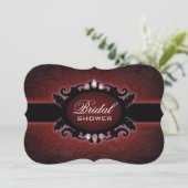 Black Red burgundy Gothic Bridal Shower Invitation (Standing Front)