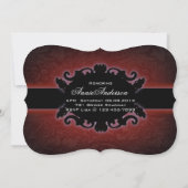 Black Red burgundy Gothic Bridal Shower Invitation (Back)