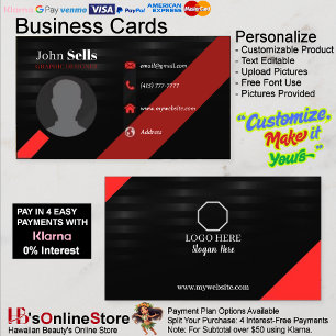 Black & Red Business Cards 37 Pack of 100