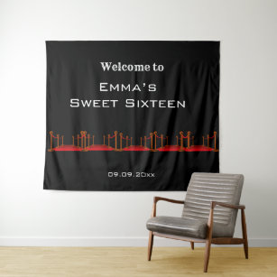 Black Red Carpet Hollywood Sweet 16th Birthday  Tapestry