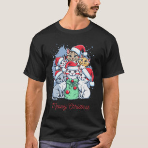Black Red Cat Christmas Christmas T-Shirt