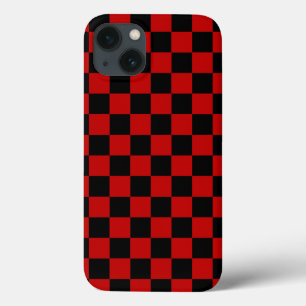 Black + Red Check Checkered Checkerboard Pattern iPhone 13 Case