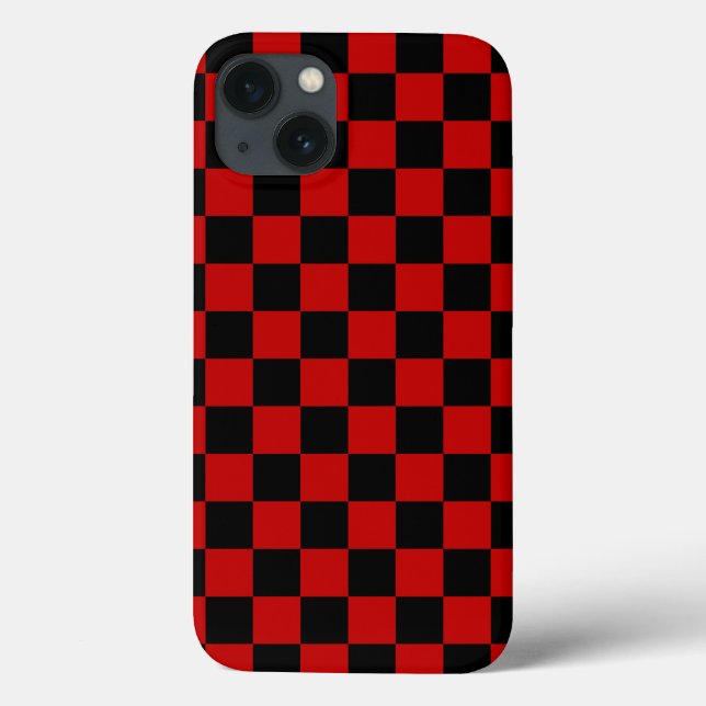 Black + Red Check Checkered Checkerboard Pattern Case-Mate iPhone Case (Back)