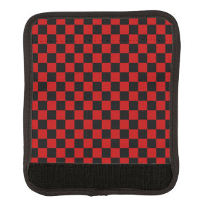 Black + Red Check Checkered Checkerboard Pattern Luggage Handle Wrap