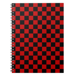 Black + Red Check Checkered Checkerboard Pattern Notebook