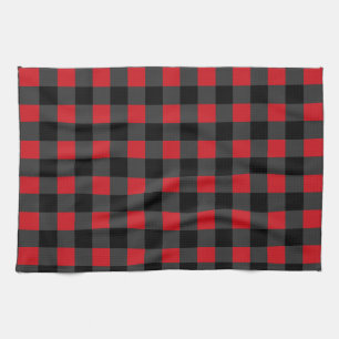 Black Red Check Kitchen Towel
