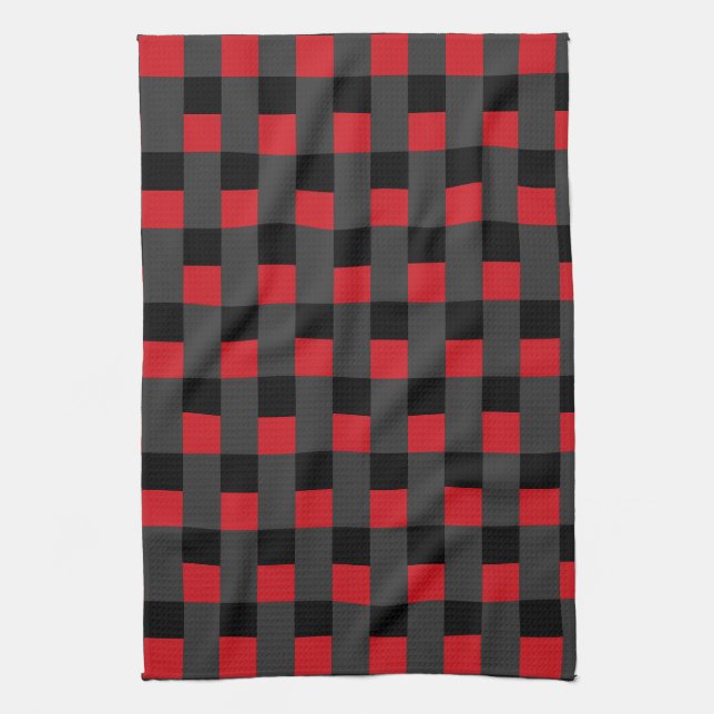 Black Red Check Kitchen Towel (Vertical)