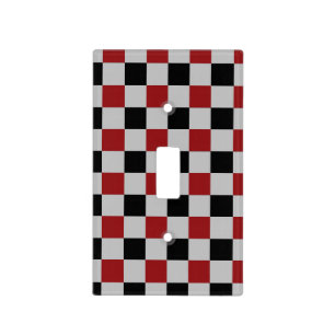 Black Red Check Light Switch Cover