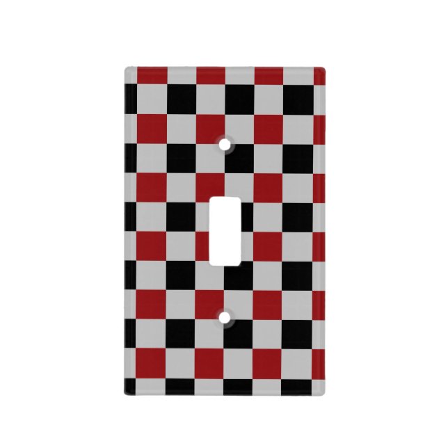 Black Red Check Light Switch Cover (Front)