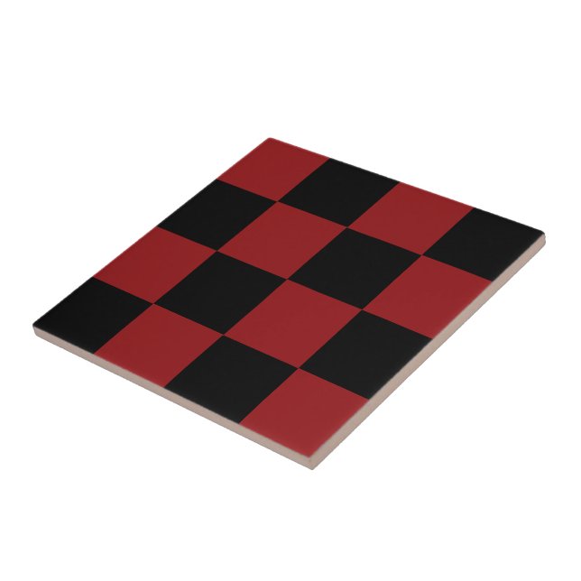 Black & Red Checked Ceramic Tile (Side)