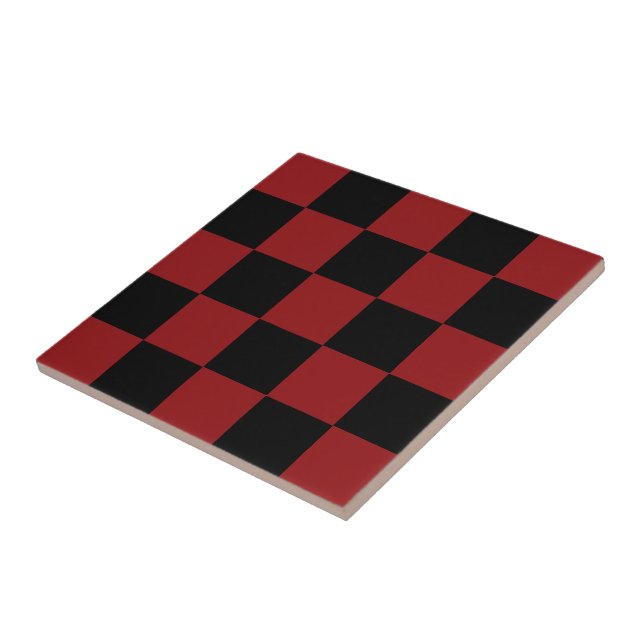 Black & Red Checked - Sport - Ceramic Tile (Side)