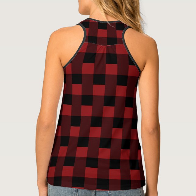 Black Red Checked Tank Top - Modern Design (Back)