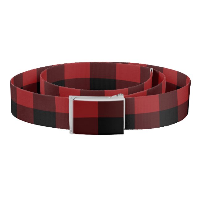 Black & Red Checked - Trendy Belt (Coil)
