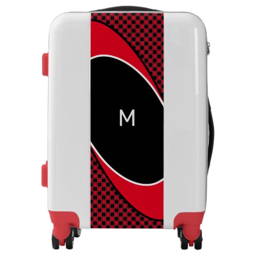 Black  Red Checkered Pattern  Monogram Luggage