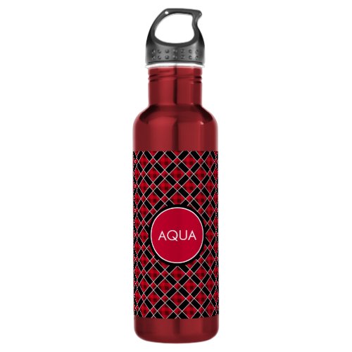 Black  Red Checkered Stainless Steel Water Bottle