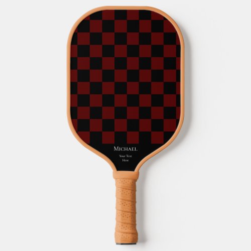 Black Red Checkers with Monogram  TeamClub Name Pickleball Paddle