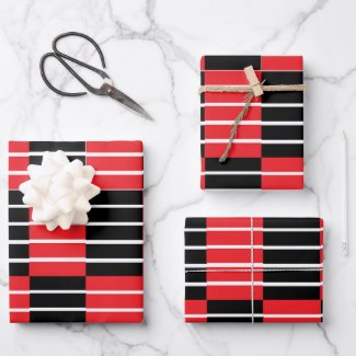 Black Red Checks and Stripes Pattern