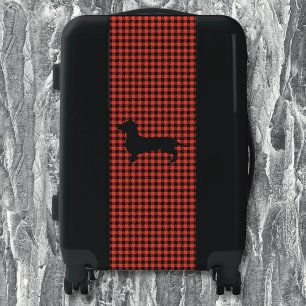 Black & Red Checks with Dachshund Carry-On Luggage
