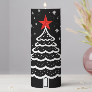 Black & Red Christmas Pillar Candle