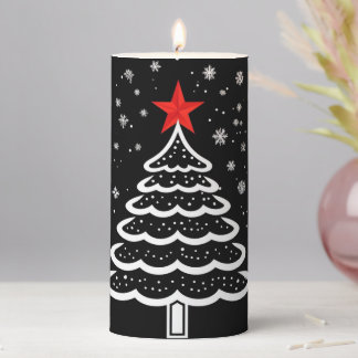 Black & Red Christmas Pillar Candle