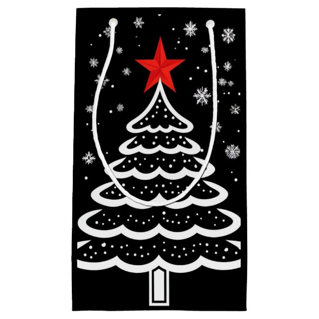 Black & Red Christmas Small Gift Bag (Front)