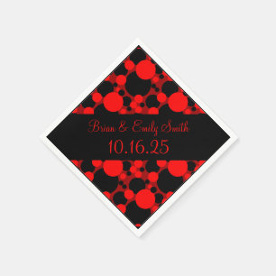 Black red circles customizable paper napkins
