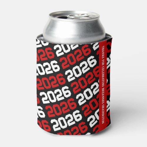 Black  Red Class Year Graduation Can Cooler