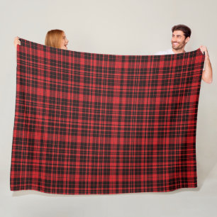 Black Red Classic Plaid Tartan Pattern Fleece Blanket
