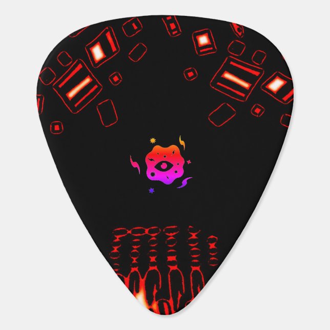 Black Red Cool Guitar Pick (Back)